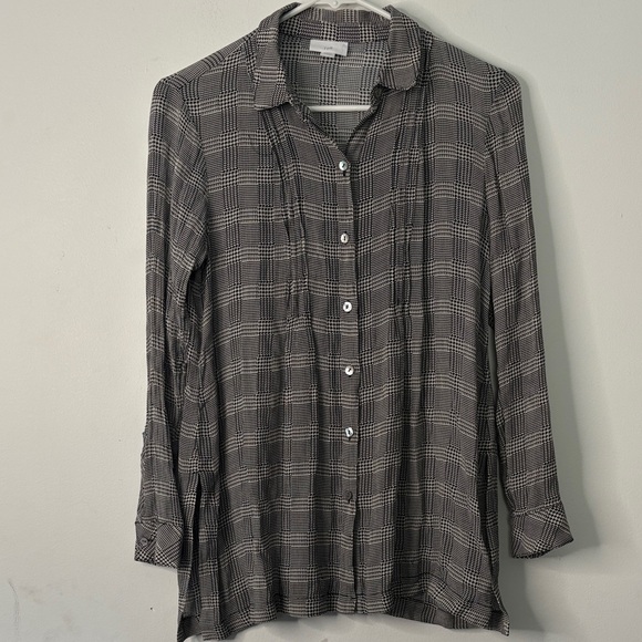 J. Jill Tops - Black and White Plaid Button-Up Shirt